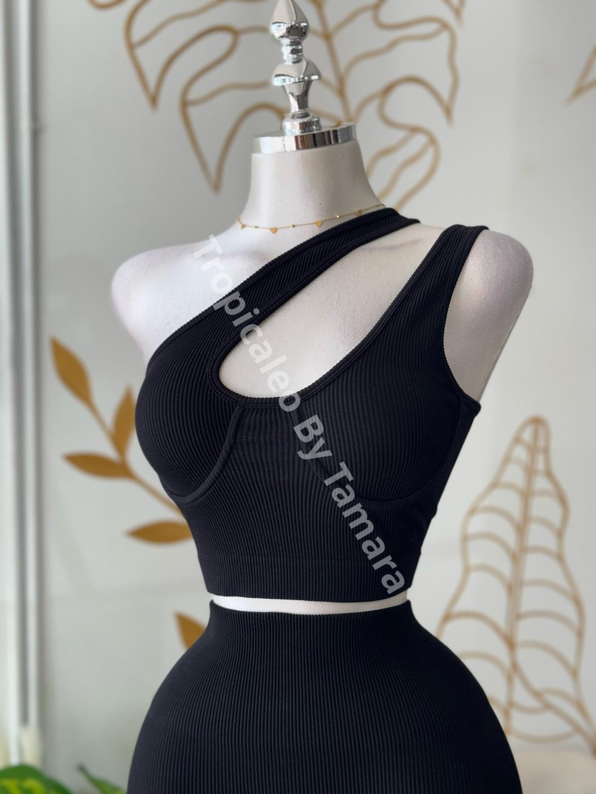 Black Asymmetrical Crop Top