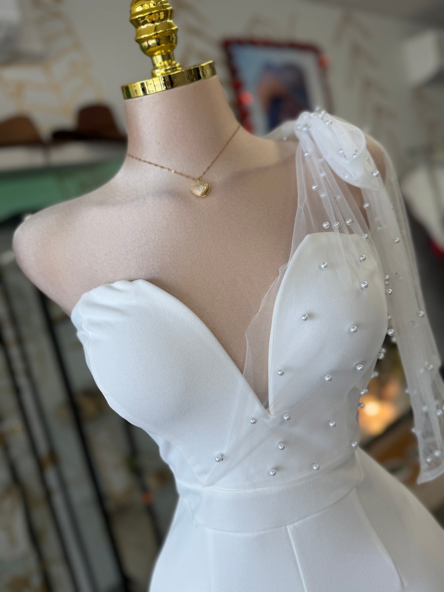 White🤍✨ Pearl Elegance Jumpsuit