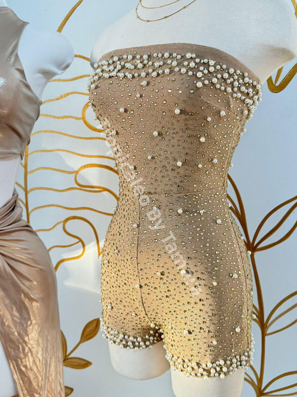 Champagne Pearl Stardust Romper