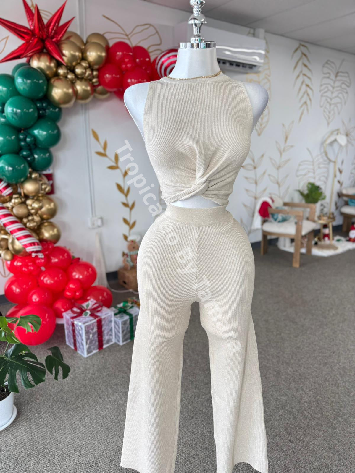 Sparkling Twist-Front Two-Piece Set