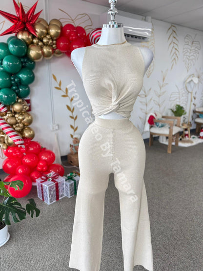 Sparkling Twist-Front Two-Piece Set Medium/Large / Crema Con Oro