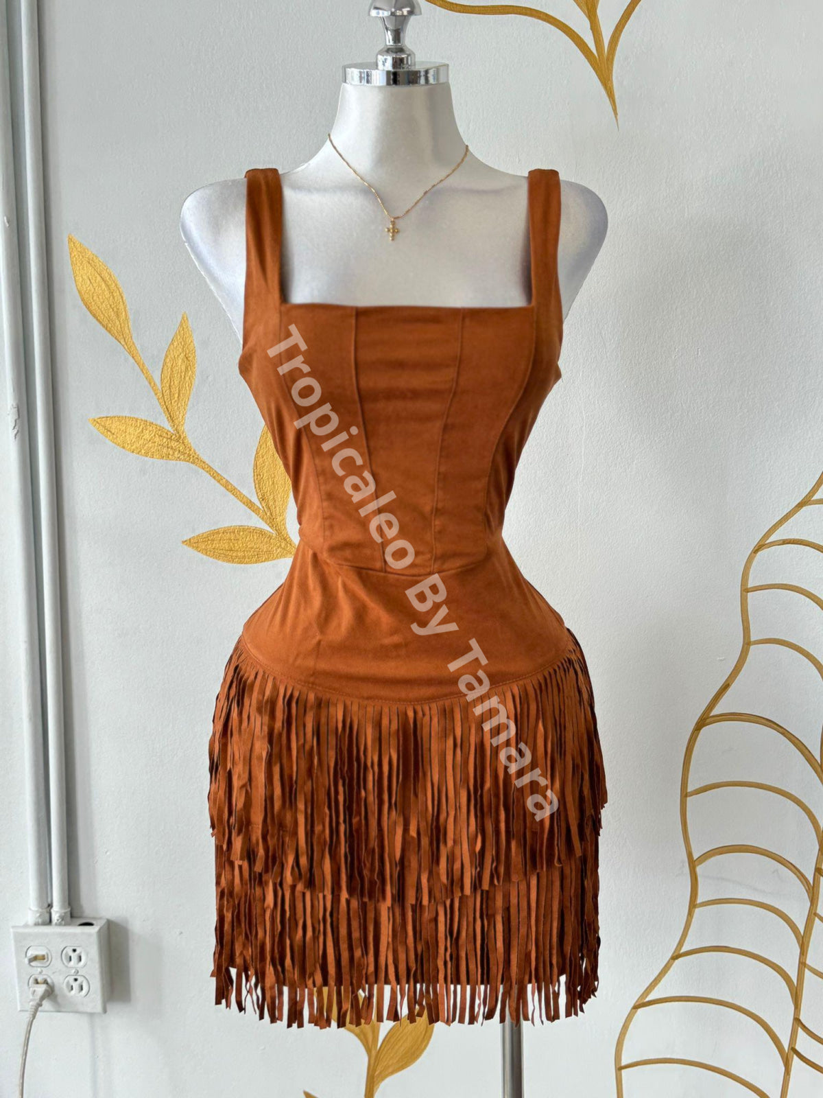 Western Fringe Dress Large / Terracota