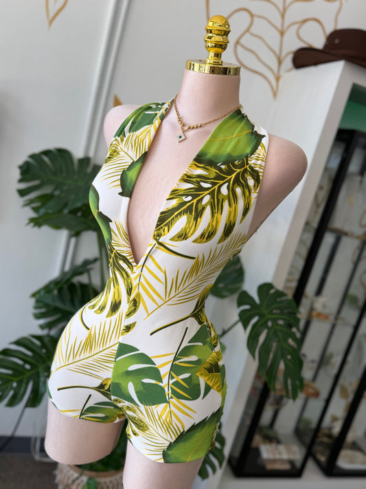 Golden Tropics Halter Romper 🌿💛