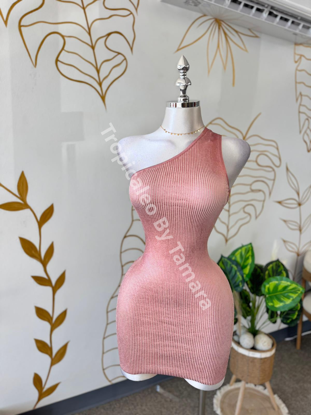 Rose Gold Chic One Shoulder Dress