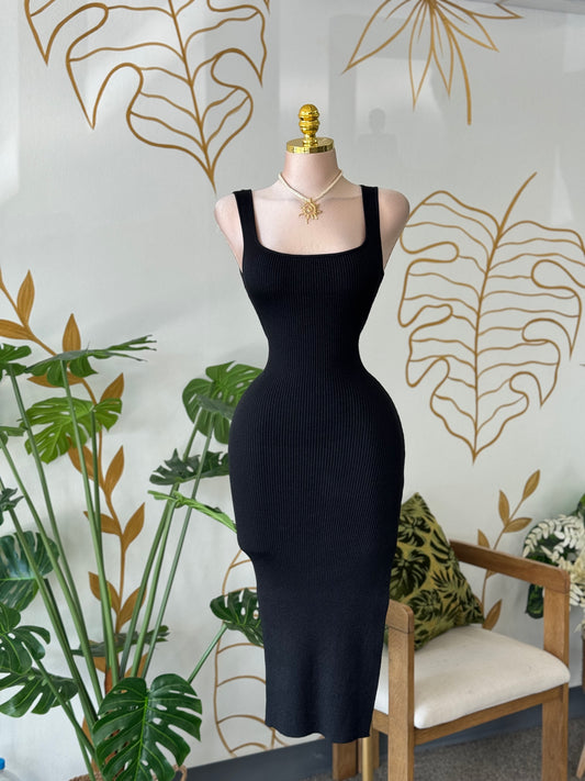 Sleek Curve Midi Dress