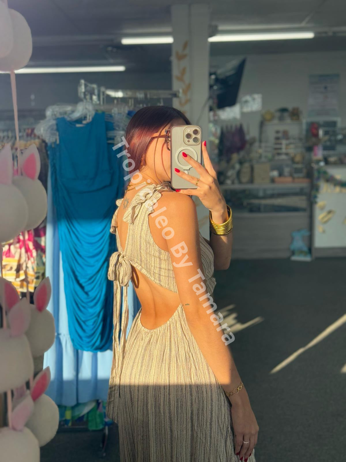 Boho Print Halter Open Back Dress