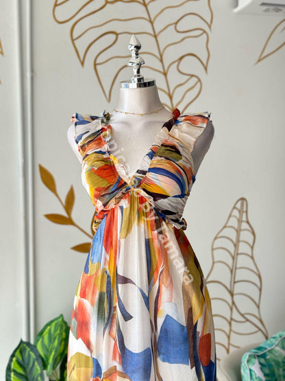 Sunset Breeze V Neck  Maxi Dress