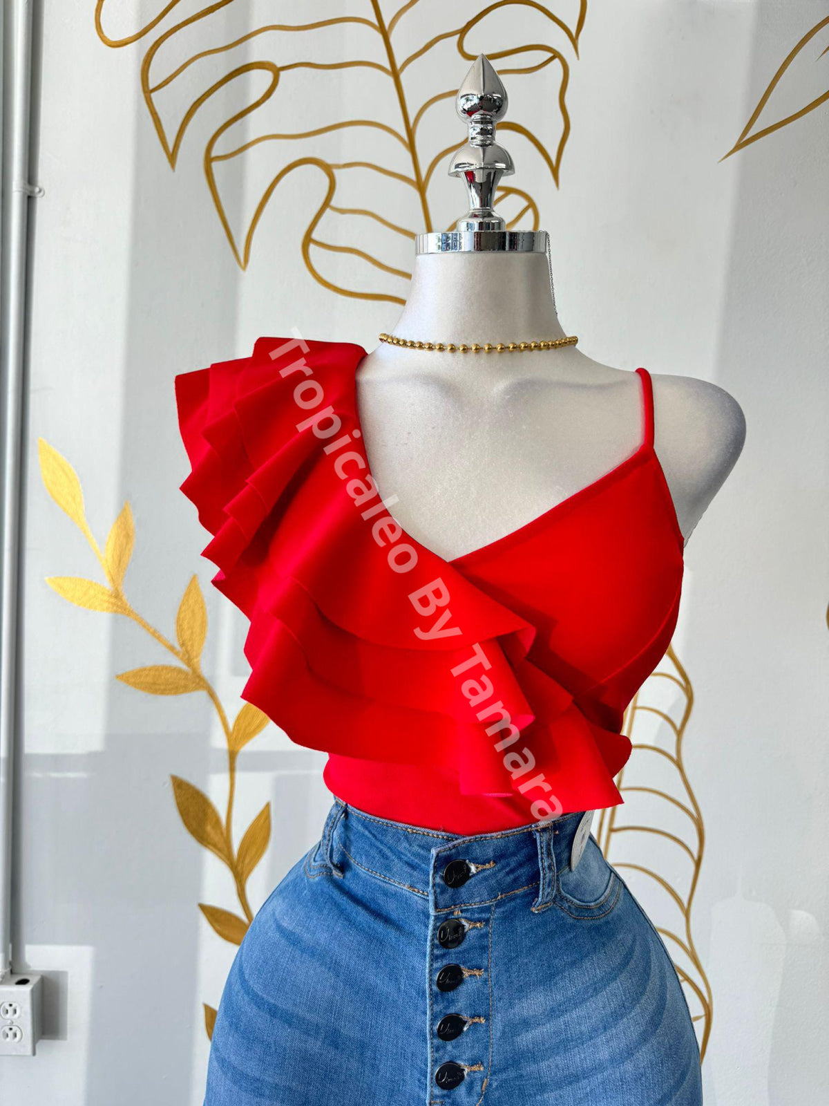 High-Waisted Denim Jeans