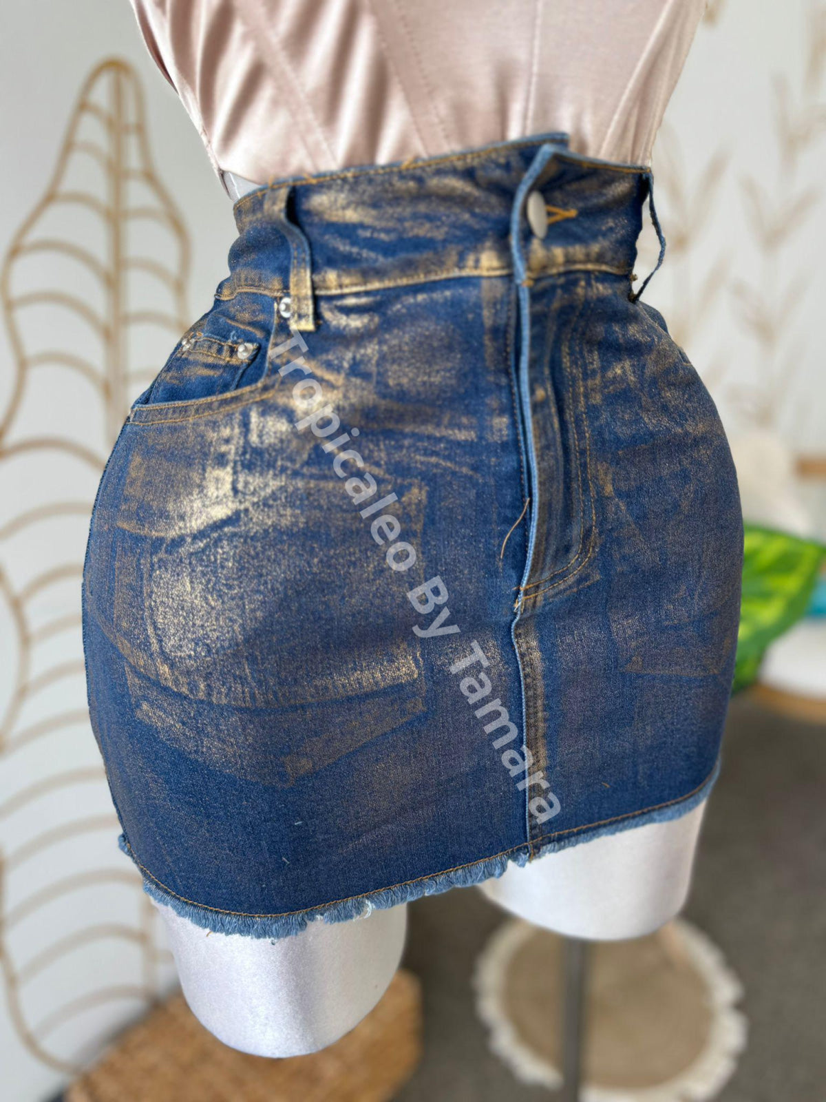 Golden Denim Skirt (Falda) Large
