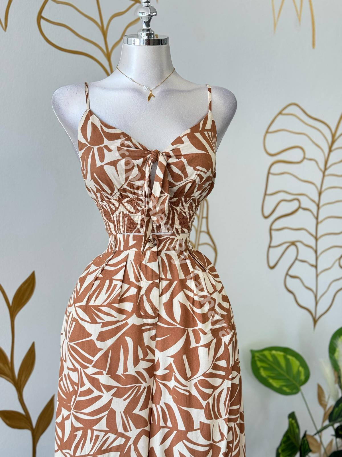 Tropical Breeze Brown Tie Top