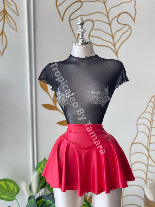 Crimson Wave Skort