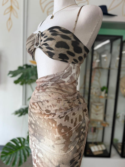 Traje Maxi Animal Print con Cutout