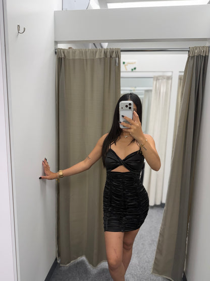 Black Luxe Ruched Mini Dress 🖤✨