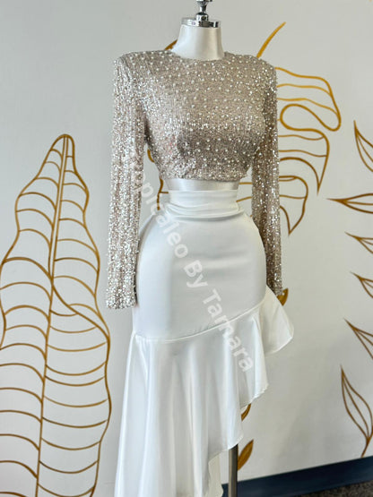 Champagne Pearl Sequin Crop Top