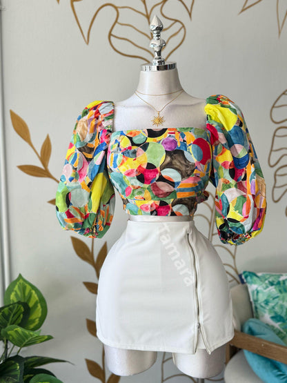 Rainbow Tie-Back Blouse
