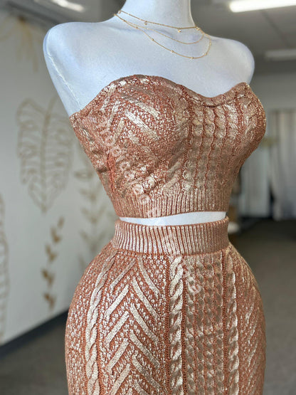 Knit Top And Skirt Set