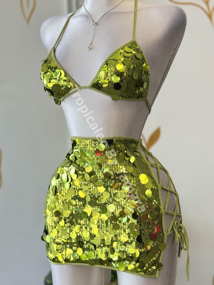 Lime Sequin Mini