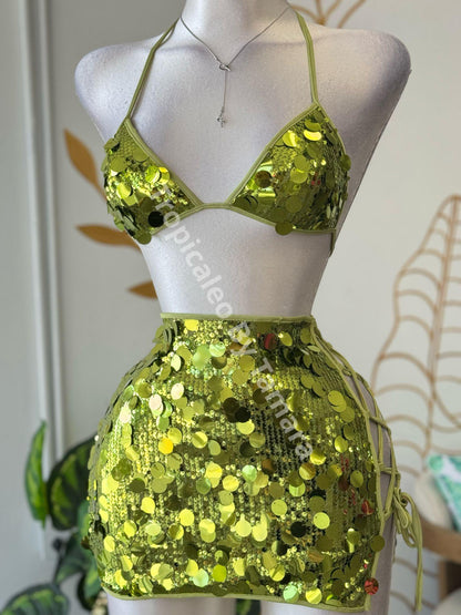 Lime Sequin Bralette