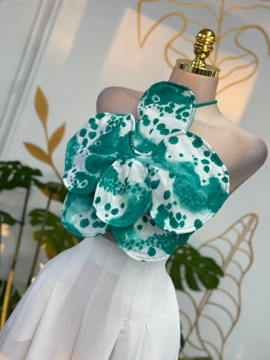 Emerald Bloom Halter Top