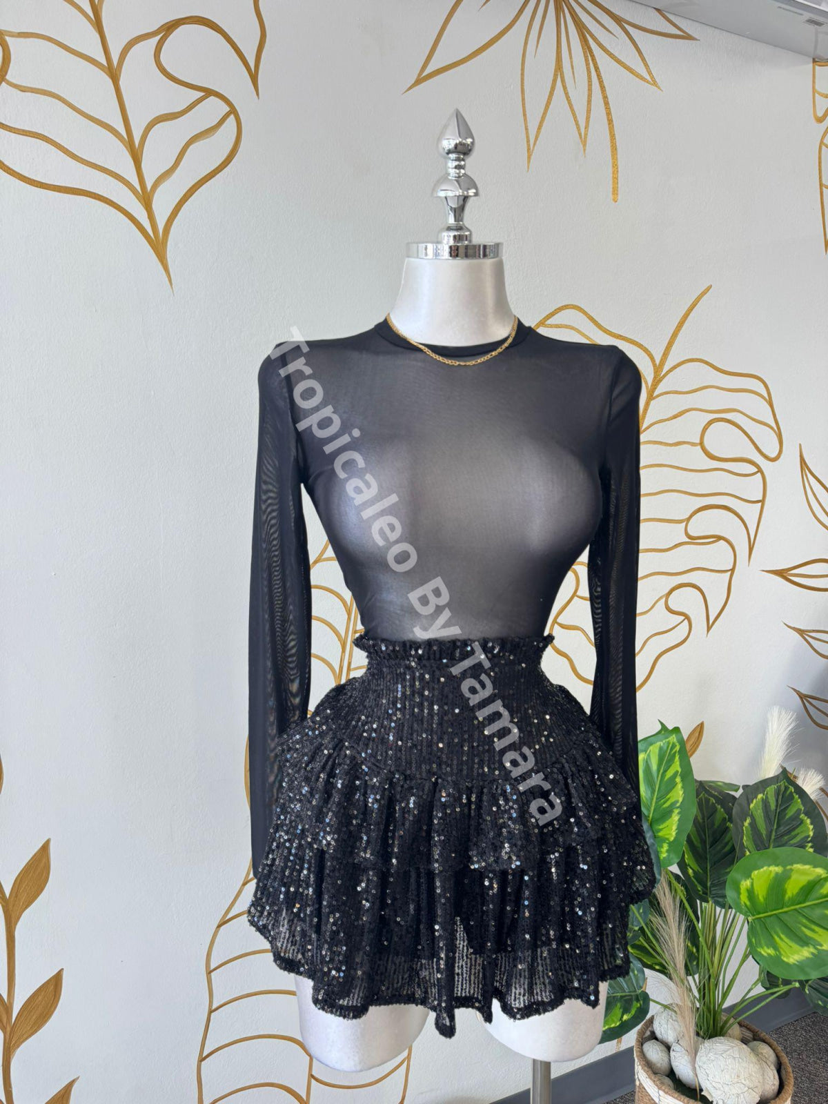 Long Sleeve Mesh Top