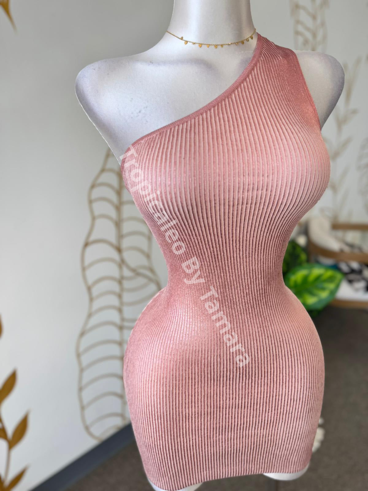 Rose Gold Chic One Shoulder Dress