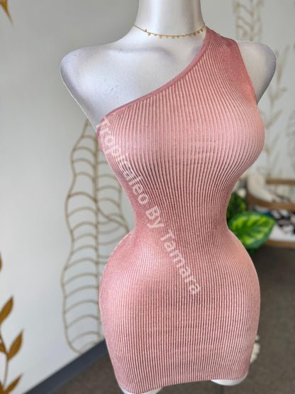 Rose Gold Chic One Shoulder Dress