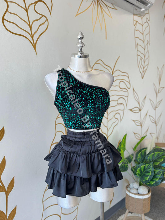 Emerald Sparkle Crop Top