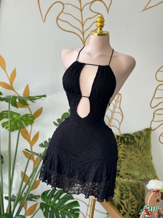 Midnight Lace Cutout Romper