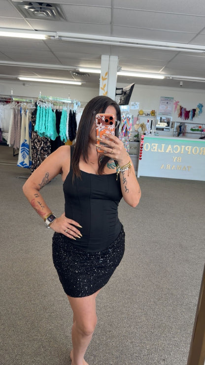 Midnight Sculpt Strap Dress