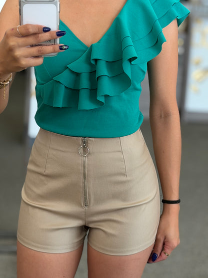 Nude Zipper Up short