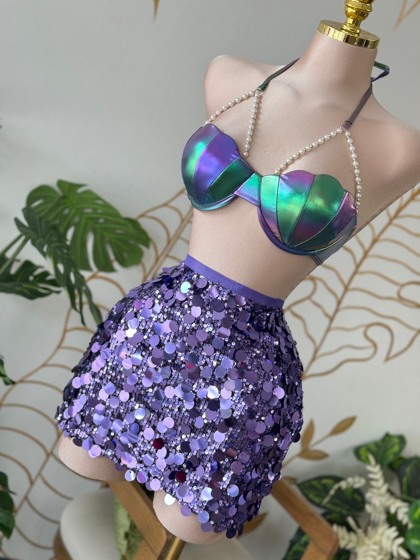Purple Wave Sequin Skirt