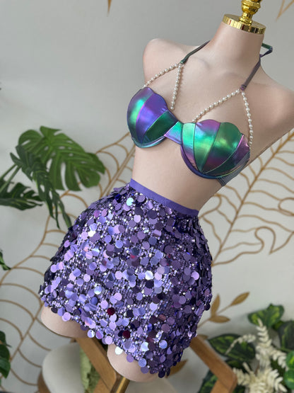 Purple Wave Sequin Skirt