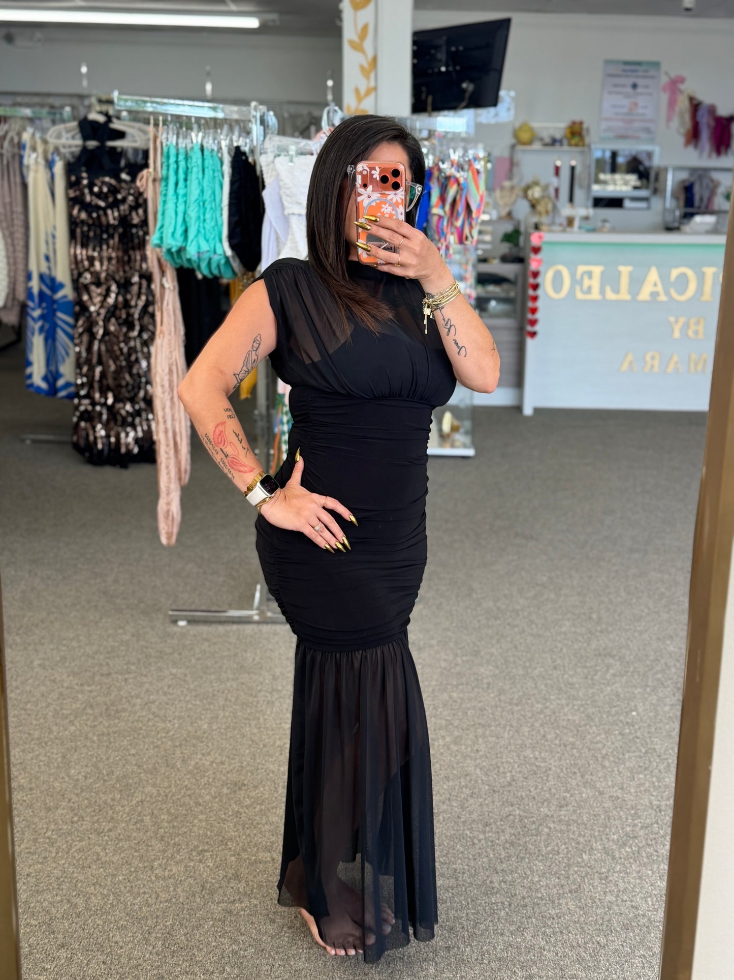 Noir Siren Mesh Dress 🖤✨