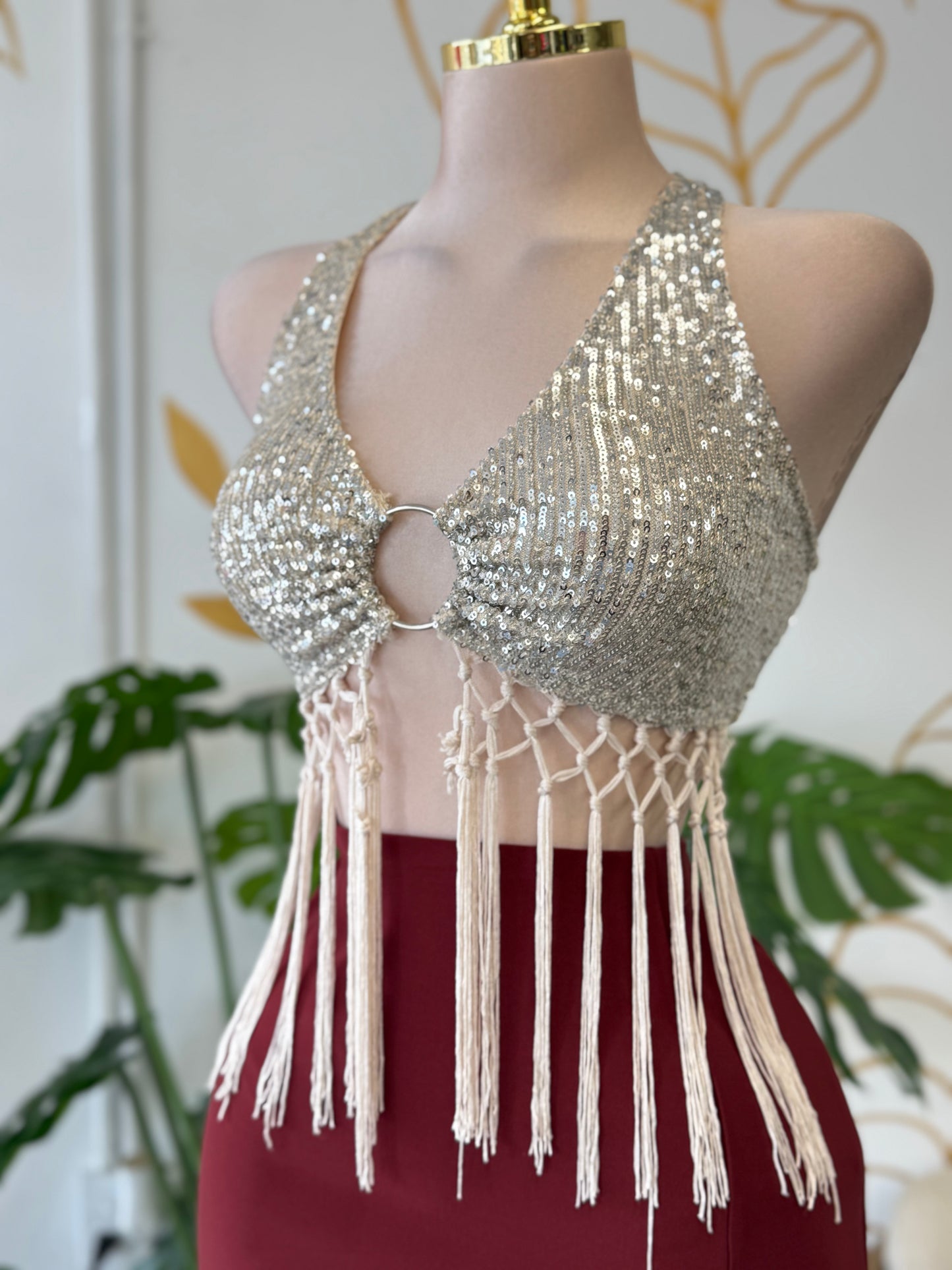 Silver Mirage Fringe Top