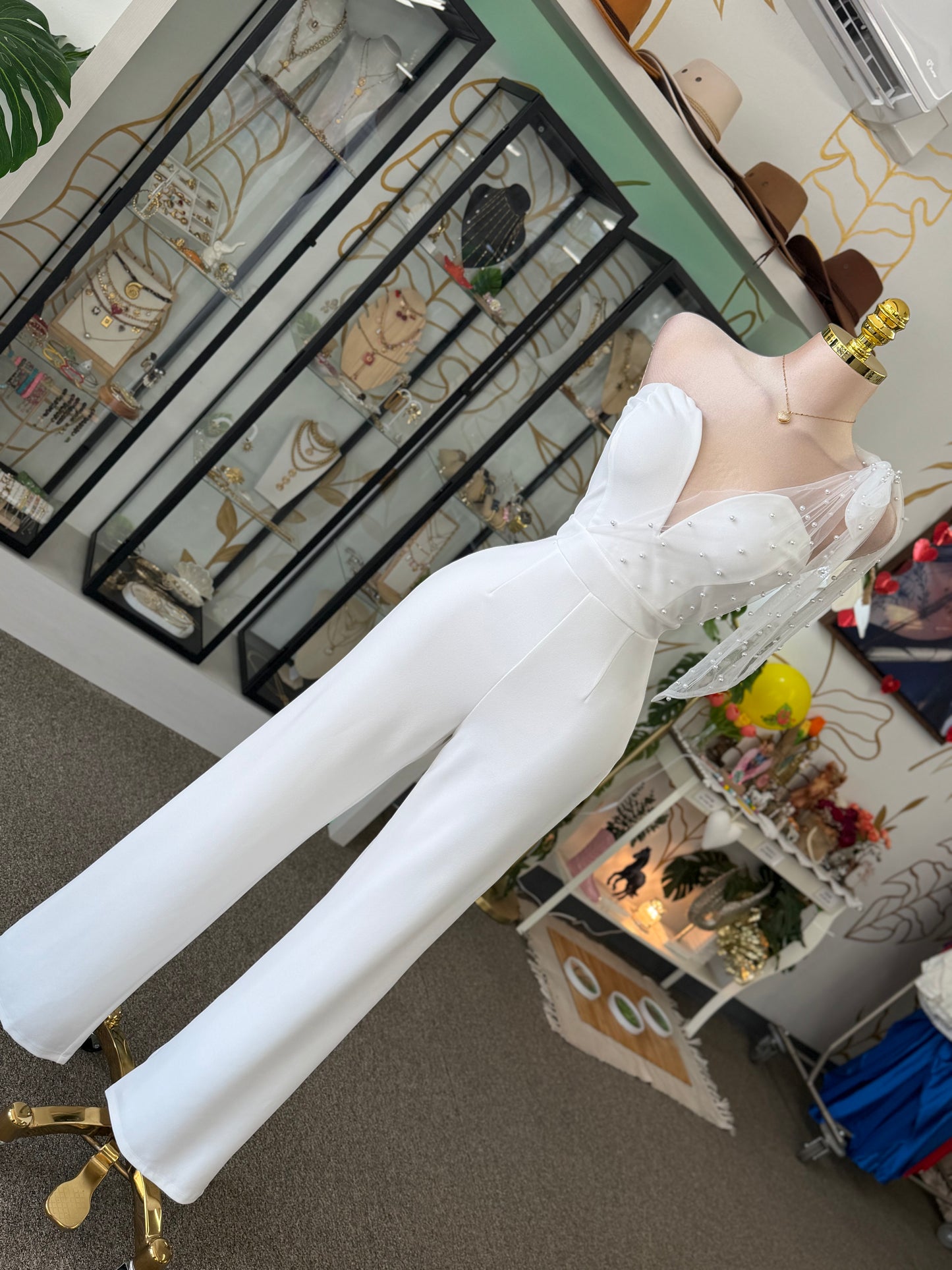 White🤍✨ Pearl Elegance Jumpsuit