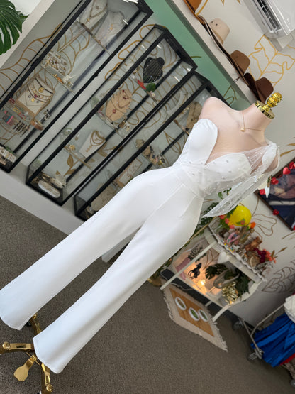 White🤍✨ Pearl Elegance Jumpsuit