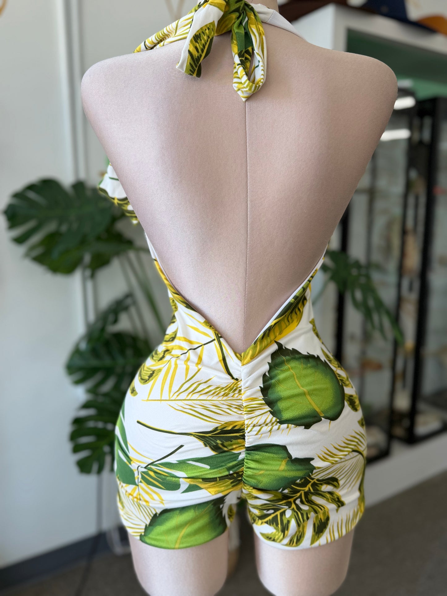 Golden Tropics Halter Romper 🌿💛