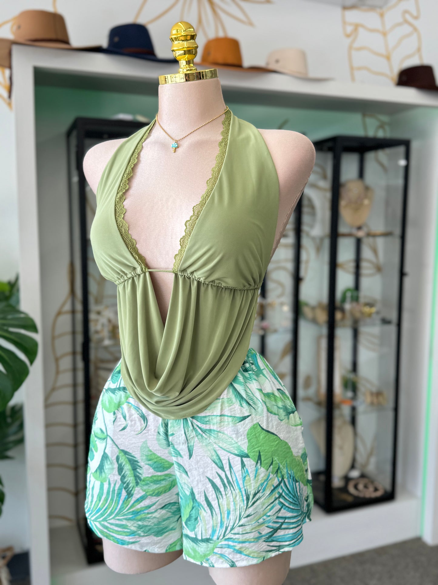 Olive Breeze Drape Top 🌿✨
