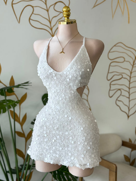 White Shimmer Mini Dress