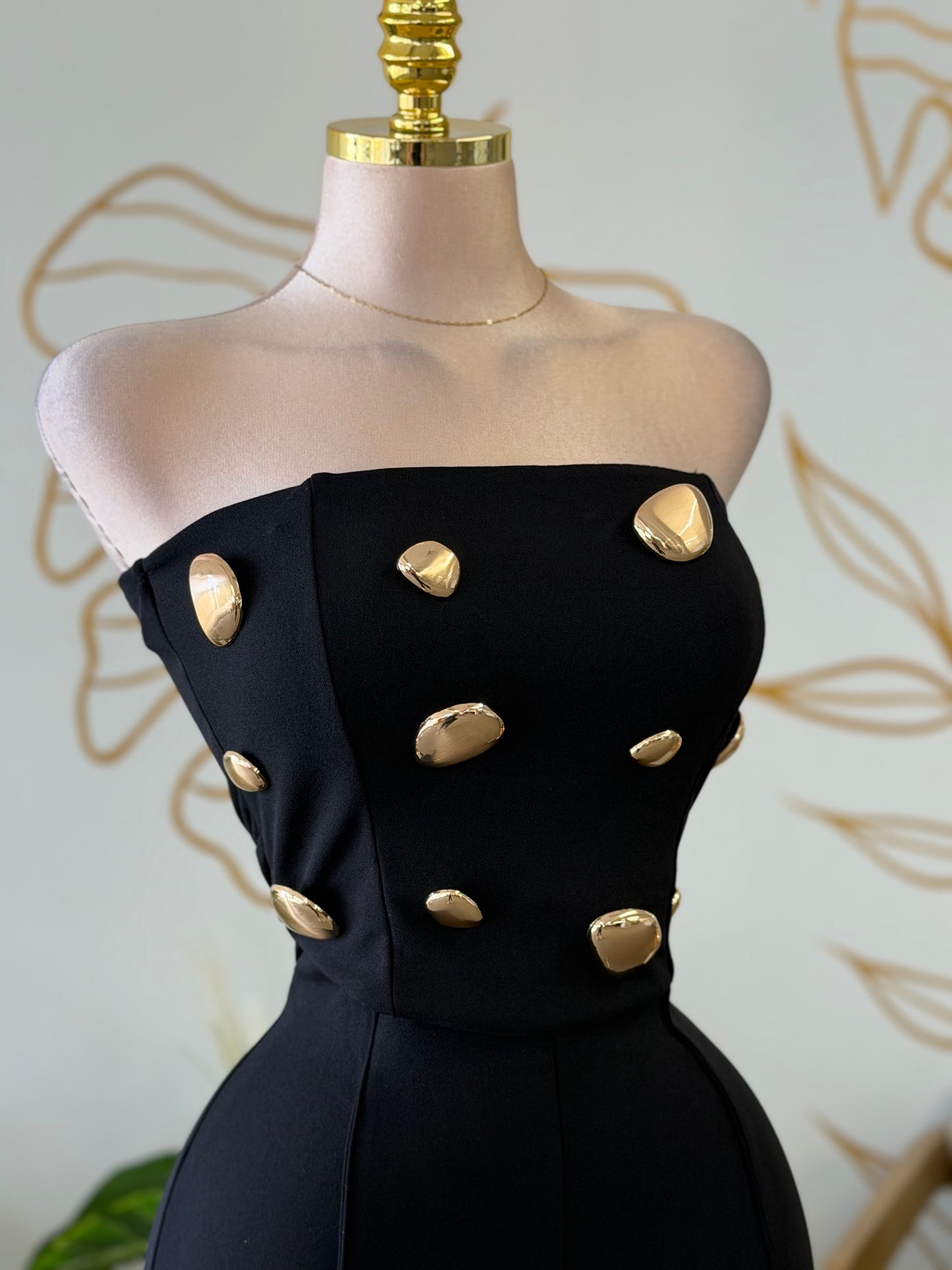 Black Luxe Gold Detail Jumpsuit