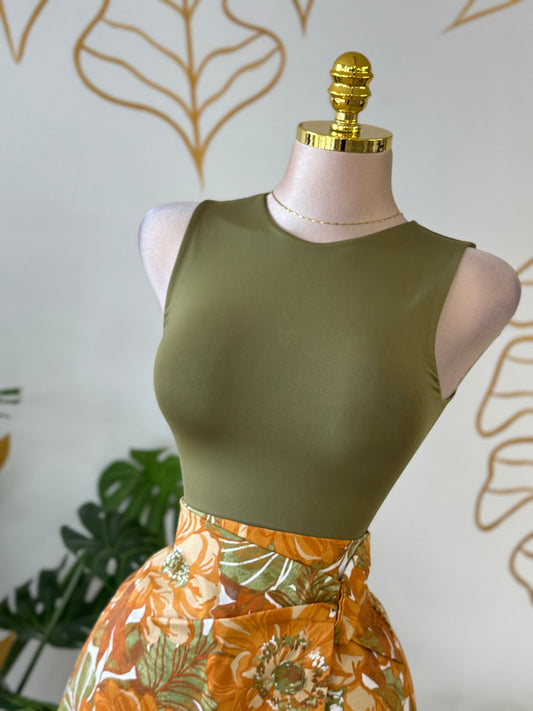 Olive Sculpt Top