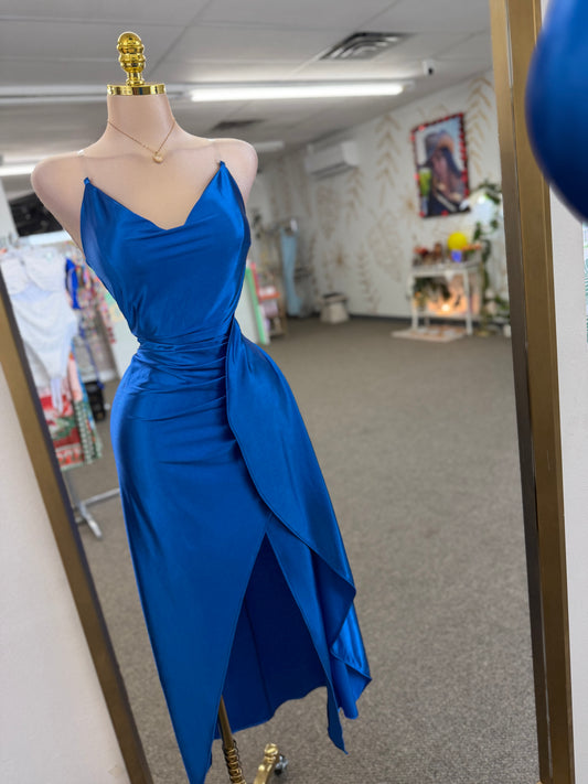 Royal Satin Wrap Dress 💙✨