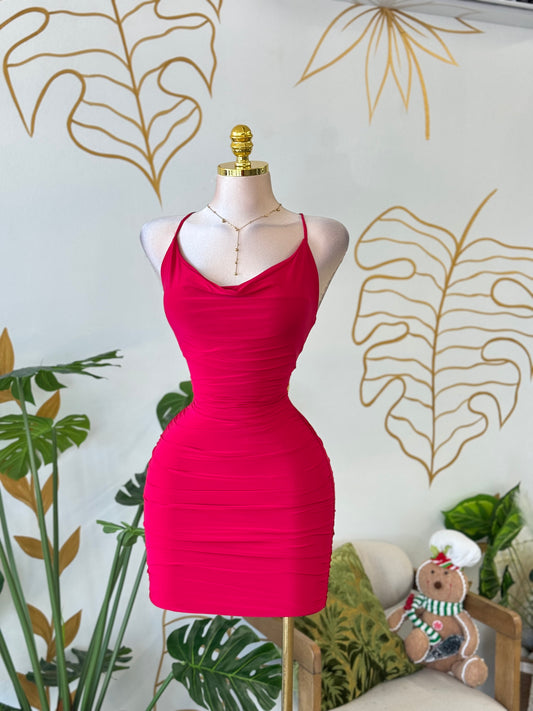 Red Cross Back Mini Dress