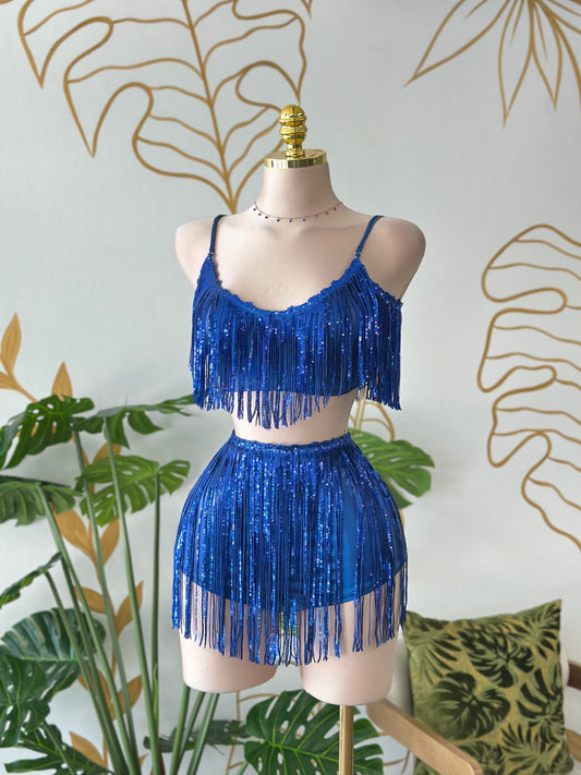 Electric Fringe Pants Set