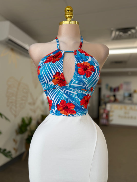 Flor de Maga Tropical Top 🌺🩵🌺🩵