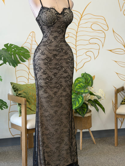 Midnight Lace Crystal Gown