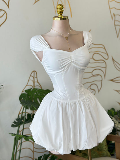 White Bubble Mini Dress