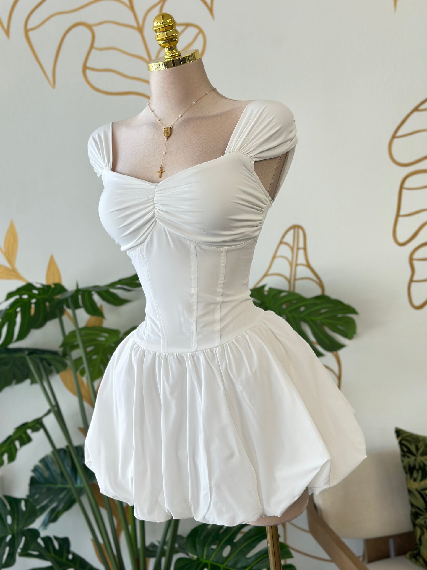 White Bubble Mini Dress