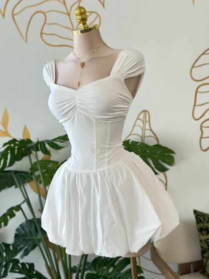 White Bubble Mini Dress