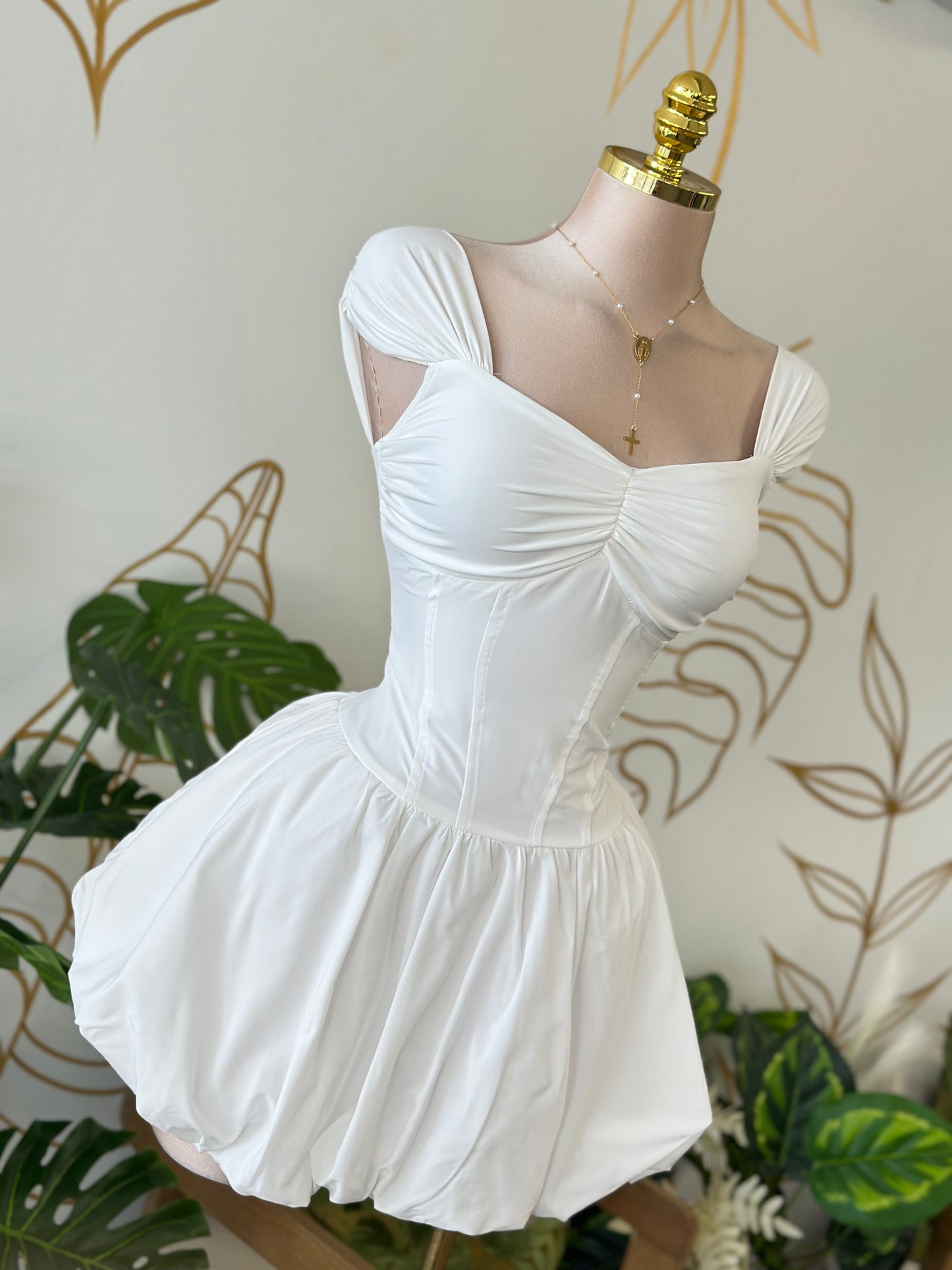 White Bubble Mini Dress